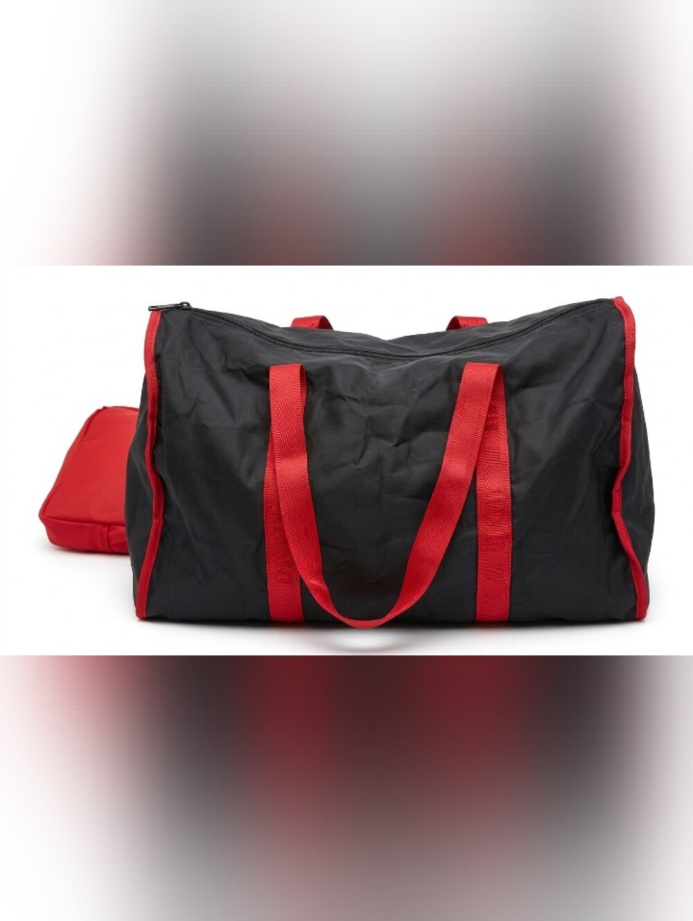 DKNY Vintage Large Nylon Tote Black & Red with Red Case